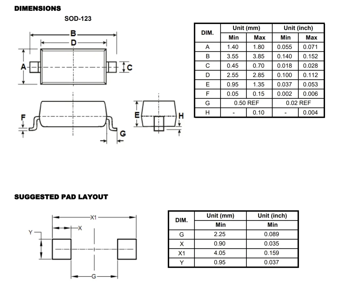 دیود سویچینگ پکیج Diode 1N4148W T4 SOD-123 - تصویر 2